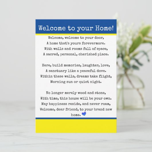 Welkom in uw huis aankondiging (Staand voorkant)