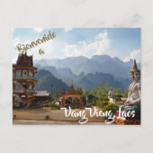 Welkom in Vang Vieng, briefkaart Laos (Voorkant)