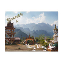 Welkom in Vang Vieng, briefkaart Laos