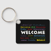 Welkom in veel talen zwart-kleurig sleutelhanger (Achterkant)