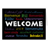Welkom in veel talen Zwart wit rood geel (Voorkant Horizontaal)
