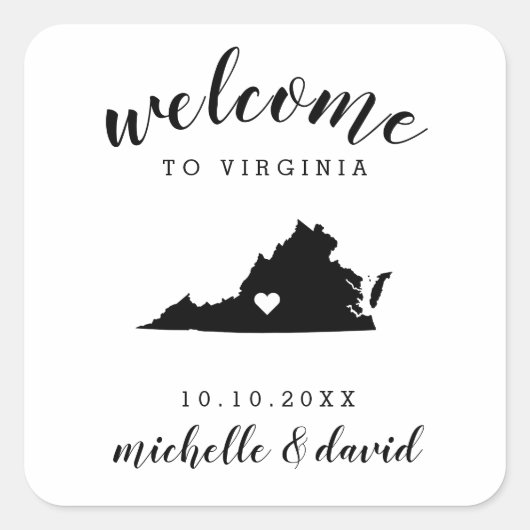 Welkom in Virginia | Bruiloft aangepaste gunst Vierkante Sticker (Voorkant)