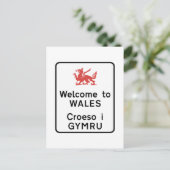 Welkom in Wales Sign, VK Briefkaart (Staand voorkant)