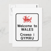 Welkom in Wales Sign, VK Briefkaart (Voorkant / Achterkant)