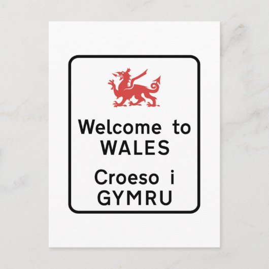 Welkom in Wales Sign, VK Briefkaart (Voorkant)