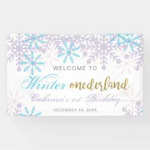 Welkom in Winter Onederland 1st Birthday Snow Spandoek