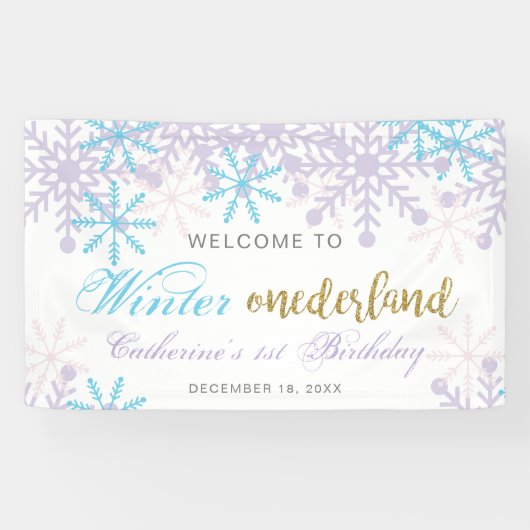 Welkom in Winter Onederland 1st Birthday Snow Spandoek (Horizontaal)