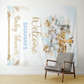 Welkom jongen Tropisch Safari Dieren Baby Shower Wandkleed (In Situ (horizontaal))
