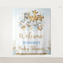 Welkom jongen Tropische Safari Dieren Baby Shower Wandkleed