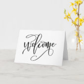 Welkom kalligrafie Wenskaart Kaart (Gele Bloem)