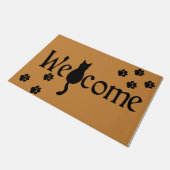 Welkom Kat, Schattigee Zwarte Kat Paws Deurmat (Schuin)