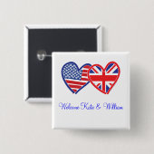 Welkom Kate & William/ Royal Wedding Vierkante Button 5,1 Cm (Voorkant /achterkant)