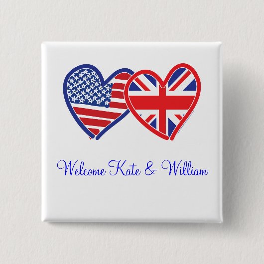 Welkom Kate & William/ Royal Wedding Vierkante Button 5,1 Cm (Voorkant)