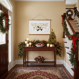 Welkom kerst gast  hangend wandkleed