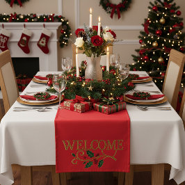 Welkom kerst gast  korte tafelloper