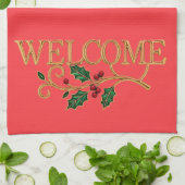 Welkom kerst gast theedoek (Gevouwen)