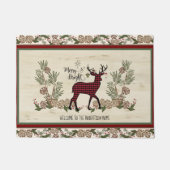 Welkom Kerst Vrolijk en Bright Rustic Deer Deurmat (Voorkant)