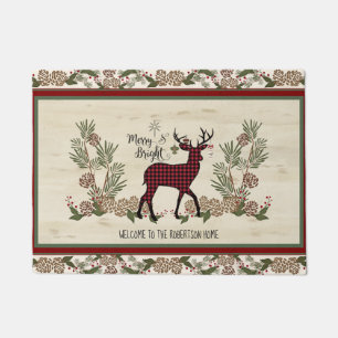 Welkom Kerst Vrolijk en Bright Rustic Deer Deurmat