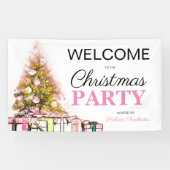 Welkom kerstboomfeest in Cute Pink Spandoek (Horizontaal)