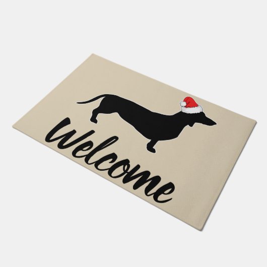 Welkom kerstdachshund en Santa Hat Deurmat (Schuin)