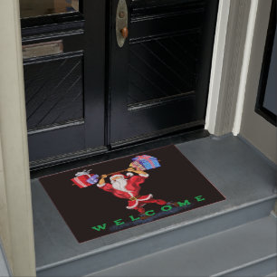 Welkom kerstdoormat Santa met cadeaus voor u Deurmat