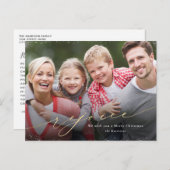 Welkom kerstfoto Faux Gold Script Holiday Briefkaart (Voorkant / Achterkant)