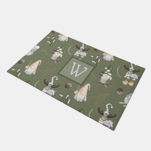 Welkom kerstgnomen Woodland Deurmat (Schuin)