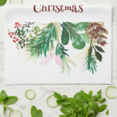 Welkom Kersthanddoek, Roze/Groene Poinsettia Theedoek (Gevouwen)