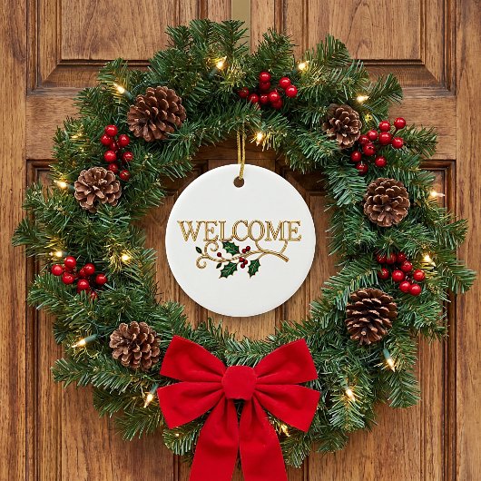 Welkom kerstmis keramisch ornament