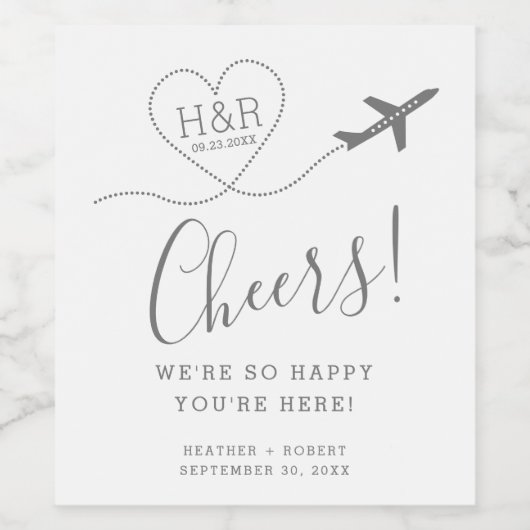 Welkom-kit bestemming bruiloft op maat wijn etiket (Enkel label)