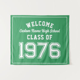 Welkom klas van 1976, groene decoratie voor reünie wandkleed