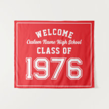 Welkom Klas van 1976, Rode Reüniefeestdecoratie
