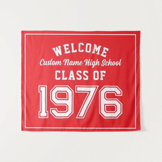 Welkom Klas van 1976, Rode Reüniefeestdecoratie Wandkleed (Voorkant (horizontaal))