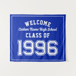 Welkom klas van 1996, Blauwe Reüniefeestdecoratie Wandkleed