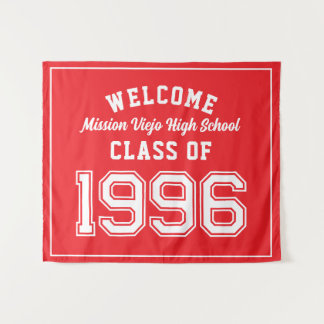 Welkom Klas van 1996, Rode Reünie Feest Decoratie Wandkleed