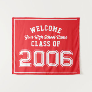 Welkom klas van 2006, 20 jaar reünie decor wandkleed