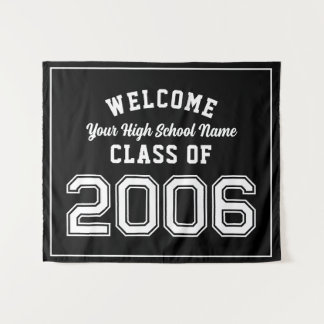 Welkom klas van 2006, 20 jaar reünie decor wandkleed