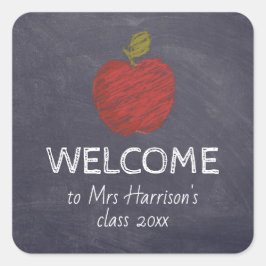 Welkom klasbord Terug naar schoolleraar Vierkante Sticker