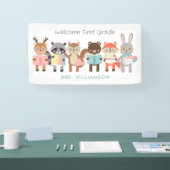 Welkom klasse teken schattige dieren spandoek (Beurs)