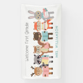 Welkom klasse teken schattige dieren spandoek (Verticaal)