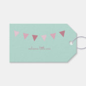 Welkom Klein Één Gift Label {Licht Roze en Groen} Cadeaulabel (Voorkant (Horizontaal))