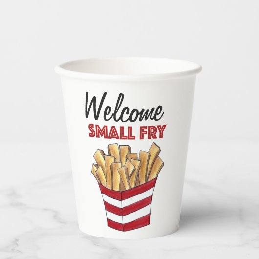 Welkom, klein, Frans frons, fodie Baby shower Papieren Bekers (Voorkant)