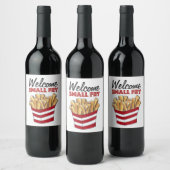 Welkom, klein, Frans frons, fodie Baby shower Wijn Etiket (Flessen)