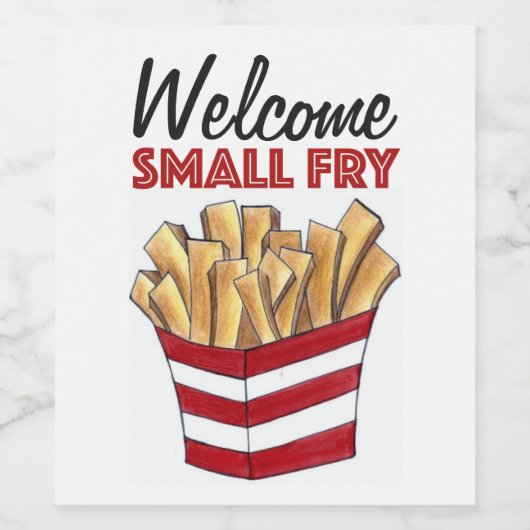 Welkom, klein, Frans frons, fodie Baby shower Wijn Etiket (Enkel label)