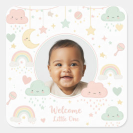 Welkom Kleine Baby Foto Aandenken Vierkante Sticker