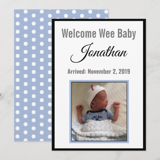 Welkom kleine baby NAAM aankondiging (Voorkant / Achterkant)