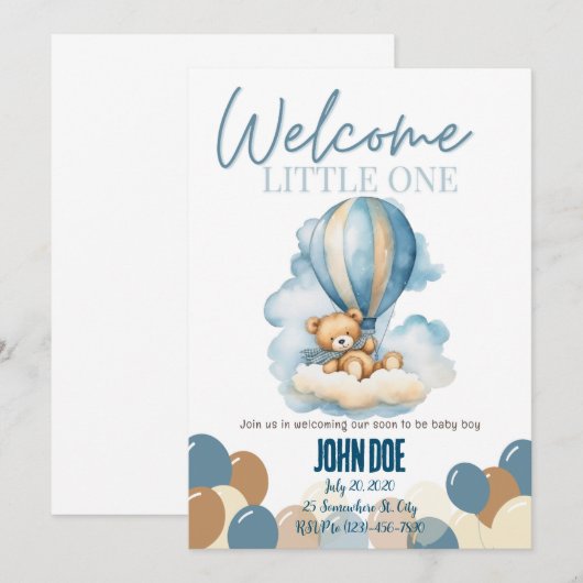 Welkom kleine baby shower uitnodiging (Voorkant / Achterkant)