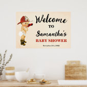 Welkom Kleine Brandweerman Baby Shower Poster (Keuken)