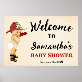 Welkom Kleine Brandweerman Baby Shower Poster