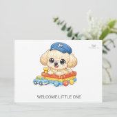 Welkom Kleine Chibi Toy Poodle Doop Uitnodiging (Staand voorkant)
